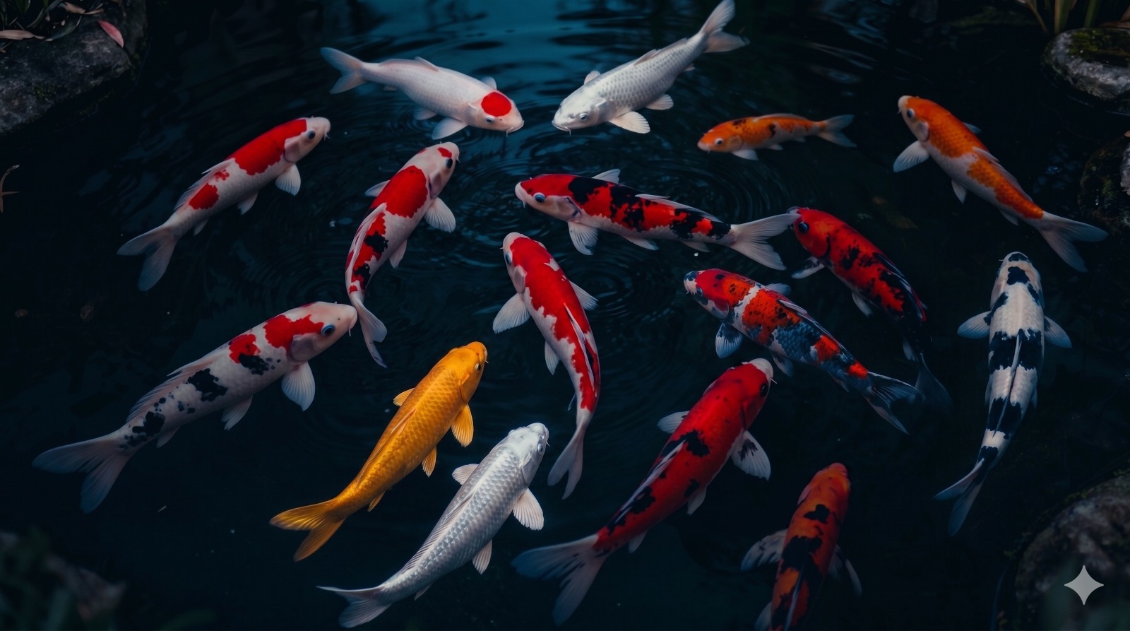 Carpas koi nadando em um lago